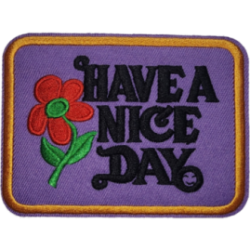 Purple Red Green Black Outline Flower with Text HAVE A NICE DAY I/O