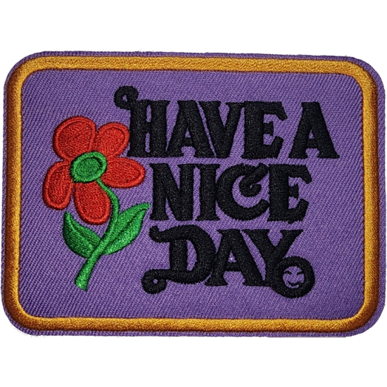 Purple Red Green Black Outline Flower with Text HAVE A NICE DAY I/O