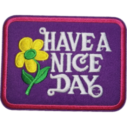 Purple Yellow Green White Pink Outline Patch with Text HAVE A NICE DAY I/O