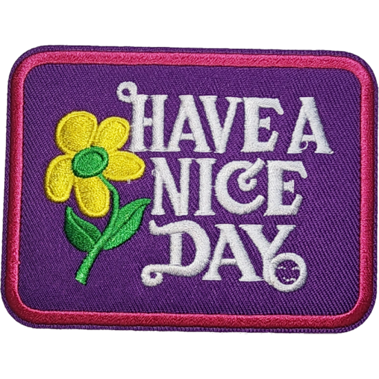 Purple Yellow Green White Pink Outline Patch with Text HAVE A NICE DAY I/O