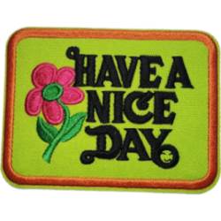 Green Pink Black Outline Flower with Text HAVE A NICE DAY I/O