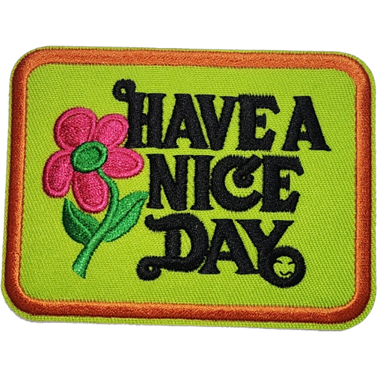 Green Pink Black Outline Flower with Text HAVE A NICE DAY I/O