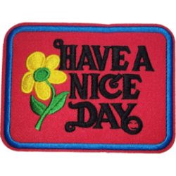 Red Yellow Green Black Outline Flower with Text HAVE A NICE DAY I/O