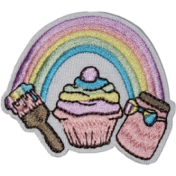 Pink Purple Yellow Blue Green Ombre Rainbow with Cupcake and Jar I/O