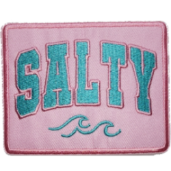 Pink Aqua Red Outline Text SALTY with Waves I/O