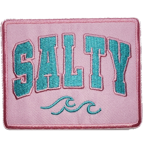 Pink Aqua Red Outline Text SALTY with Waves I/O