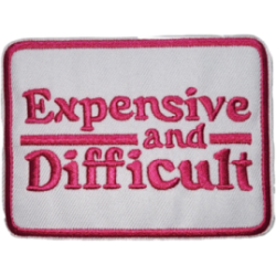 White Pink Outline Text with Expensive and Difficult I/O