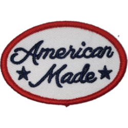 White Red Outline Patch with Text American Made I/O