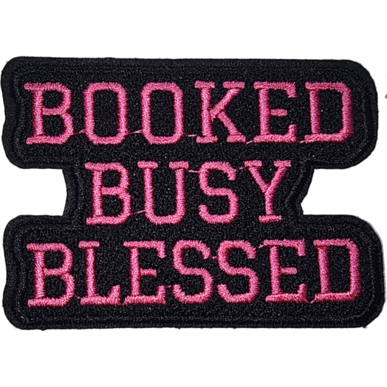 Black Pink Outline Text with Booked Busy Blessed I/O