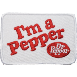 White Red Outline Text with "Im a Pepper" and Dr Pepper Logo I/O