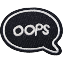 Black White Outline Speech Bubble with Text OOPS I/O