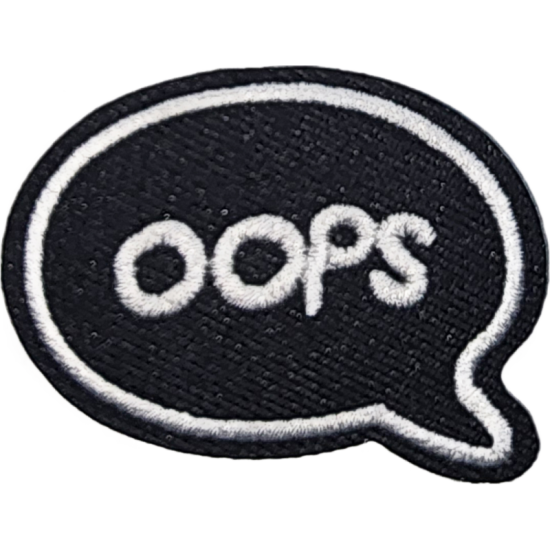 Black White Outline Speech Bubble with Text OOPS I/O