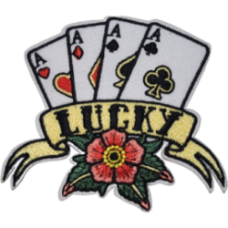 White Red Black Green Yellow Pink Flower with Text LUCKY I/O