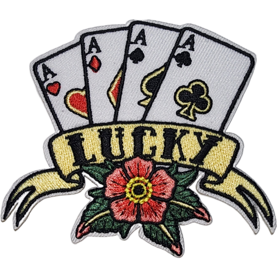 White Red Black Green Yellow Pink Flower with Text LUCKY I/O