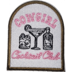 White Pink Brown Outline Cowgirl with Cocktail Club I/O