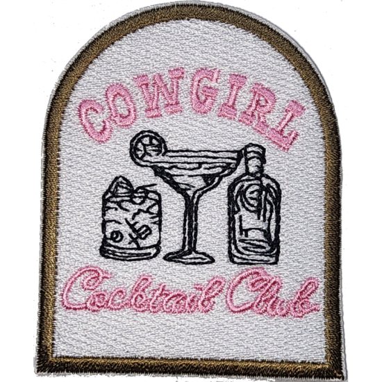 White Pink Brown Outline Cowgirl with Cocktail Club I/O