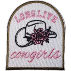 White Pink Black Gold Outline Cowboy Hat with Text LONG LIVE COWGIRLS I/O