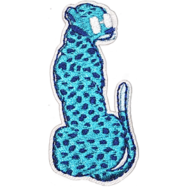Teal Blue White Outline Leopard with Spots I/O