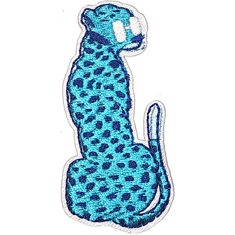 Teal Blue White Outline Leopard with Spots I/O