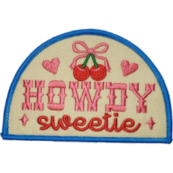 Beige Pink Red Green Blue Outline Cherry with Text Howdy Sweetie I/O