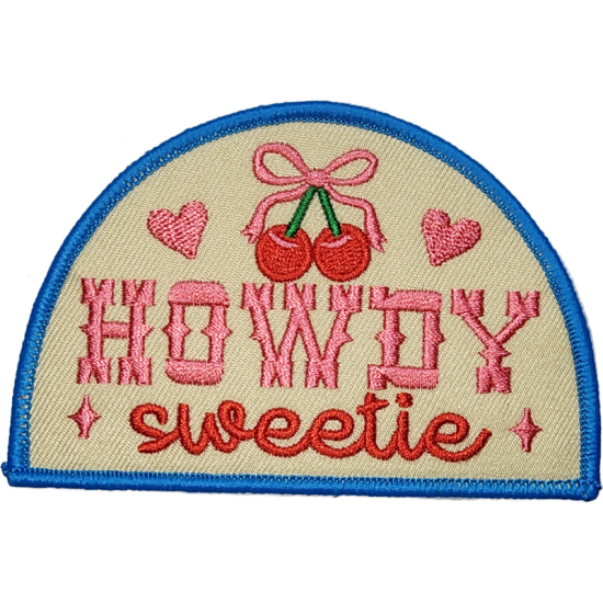 Beige Pink Red Green Blue Outline Cherry with Text Howdy Sweetie I/O