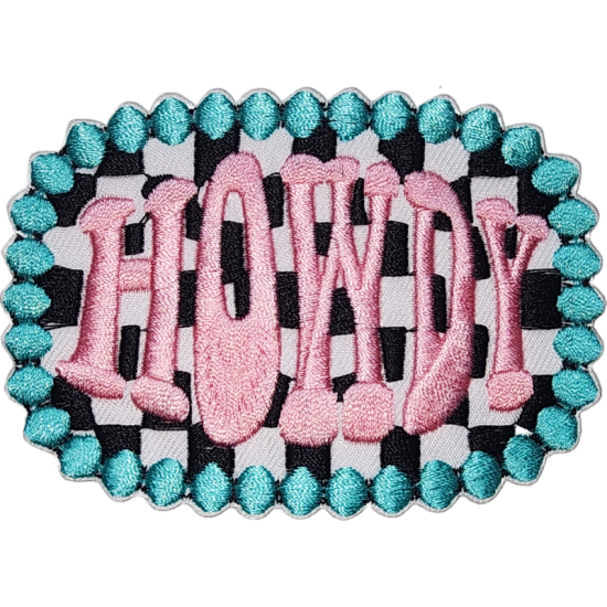 Pink Black White Turquoise Outline Text HOWDY I/O