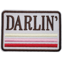 White Brown Outline Patch with Text DARLIN I/O