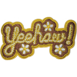 Brown Yellow White Outline Text Yeehaw! I/O