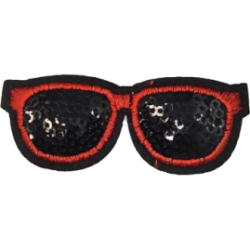 Black Red Outline Sunglasses with Sequins I/O