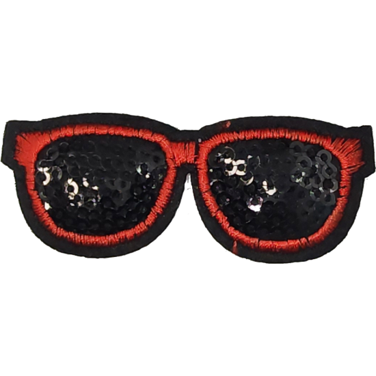 Black Red Outline Sunglasses with Sequins I/O