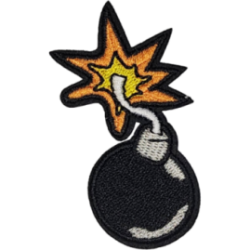 Black Yellow Orange Outline Bomb with Explosive Fumes I/O