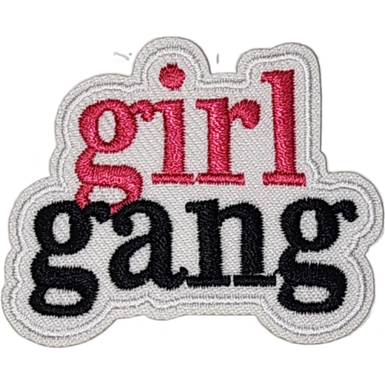 White Pink Black Outline Text girl gang I/O