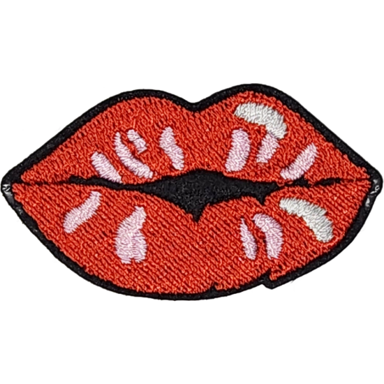 Orange Black Outline Lips with Kiss Marks I/O