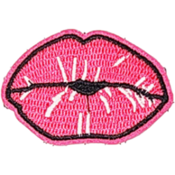 Pink Black Outline Lips with White Highlights I/O