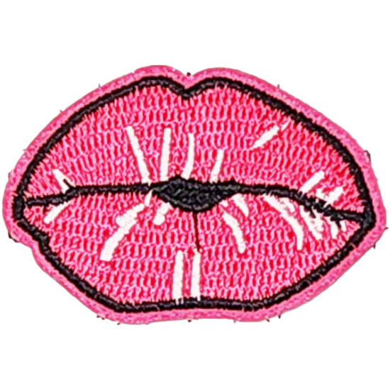 Pink Black Outline Lips with White Highlights I/O