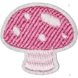 Pink White Outline Mushroom with Dots I/O