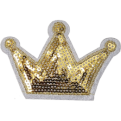 Gold Black Silver Outline Crown with Sequins I/O