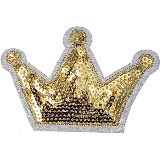 Gold Black Silver Outline Crown with Sequins I/O