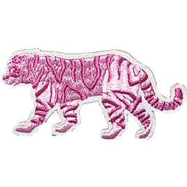 Pink Dark-Pink White Outline Tiger with Stripes I/O