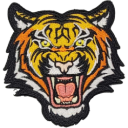 Orange Yellow Black White Outline Tiger with Angry Expression I/O