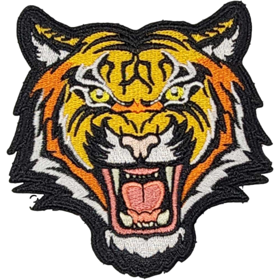 Orange Yellow Black White Outline Tiger with Angry Expression I/O