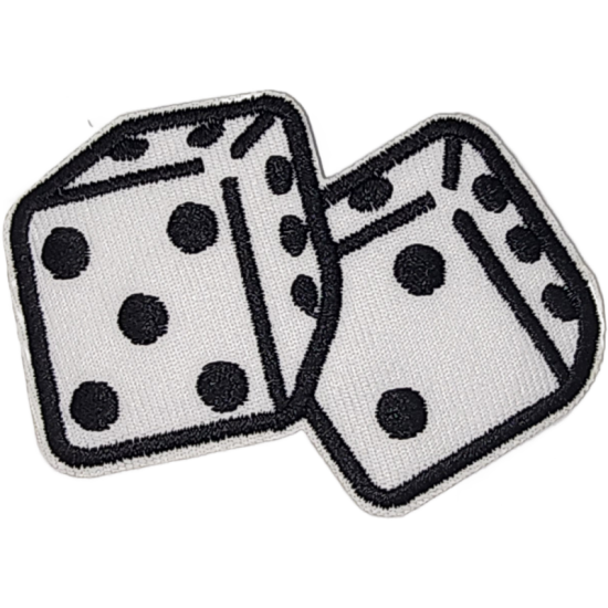 White Black Outline Dice with Dots I/O