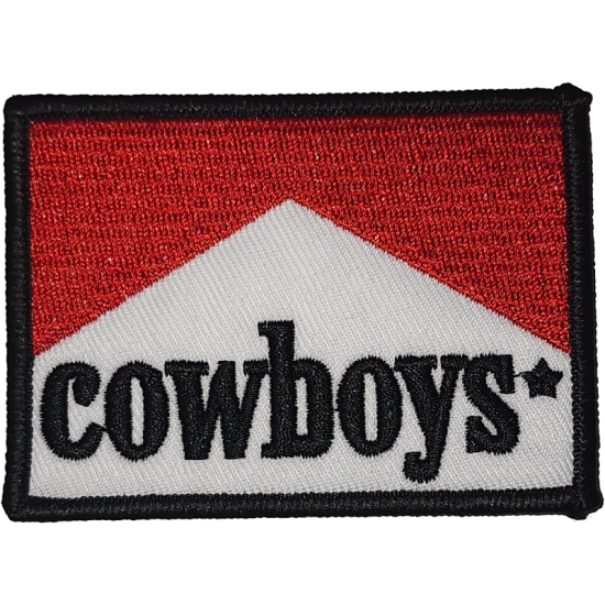 Red White Black Outline Patch with Text COWBOYS I/O