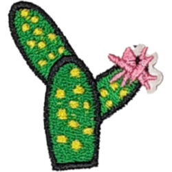 Green Yellow Pink White Outline Cactus with Flower I/O