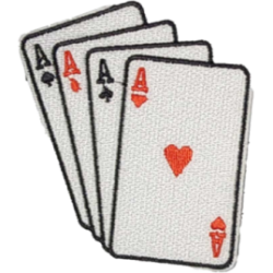 White Black Outline Playing Cards with Red Heart I/O