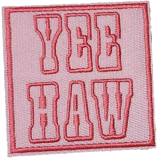 Pink Red Outline Text YEE HAW I/O