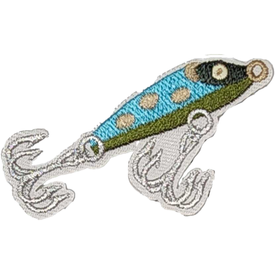 Blue Green Beige Black Outline Lure with Hooks I/O