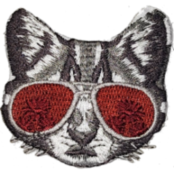 Gray White Black Outline Cat with Sunglasses I/O