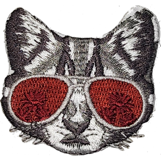 Gray White Black Outline Cat with Sunglasses I/O
