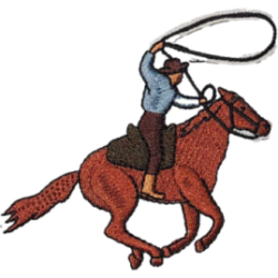 Brown Blue Green Saddle Horse with Cowboy Roping I/O